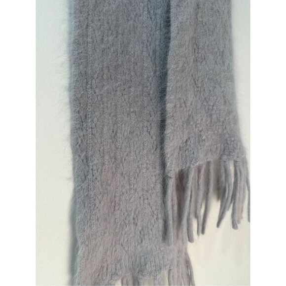 Angora gray scarf with fringe size 53” long #15-1766 - Picture 3 of 5